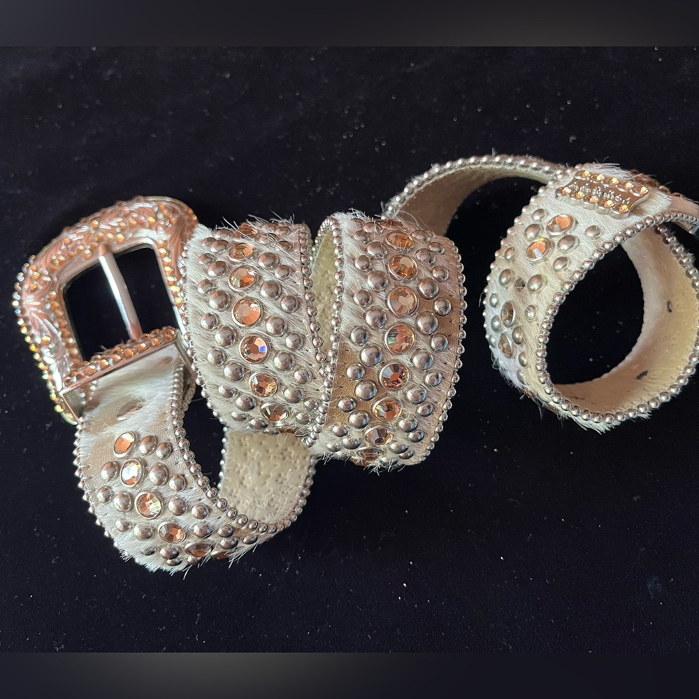 B. B. Simon Rhinestone Pony Skin Women's Belt
